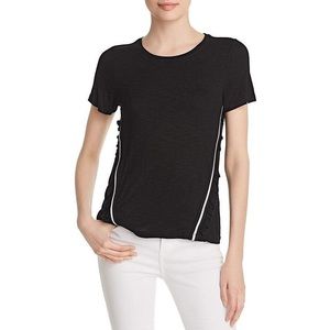 DESIGN HISTORY SLUB TEE WITH SPORT TAPE AND RUFFLE